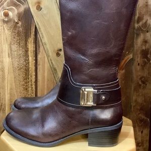 VINCE CAMUTO BROWN LEATHER KNEE HIGH BOOTS